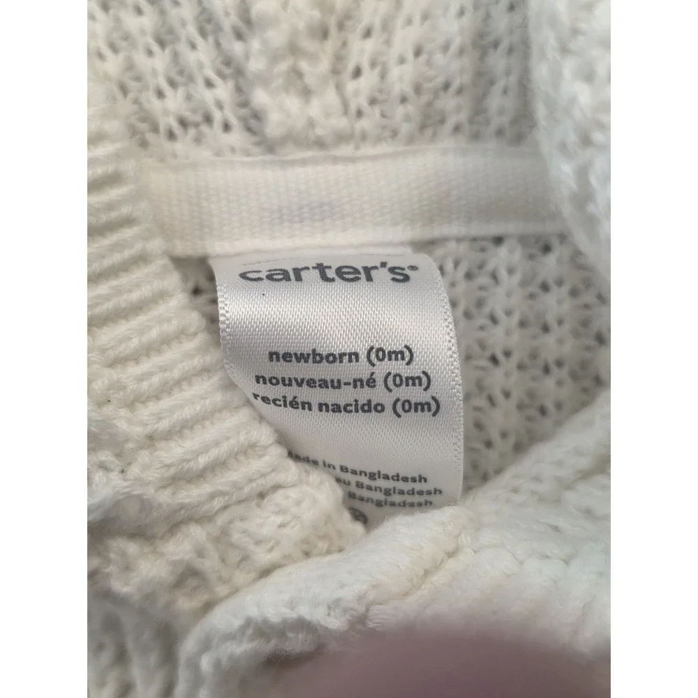 Carters New Born White Button-Up Hoodie New With Tag Sku5